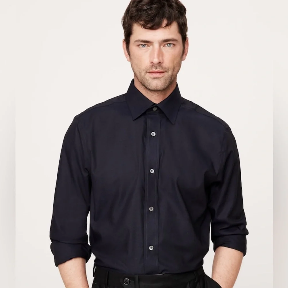 NWT Banana Republic Standard Fit Wrinkle Resistant Black Shirt Sz L (#871223)
